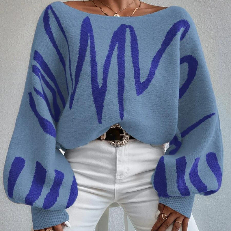 Lenie - Jersey oversize de punto con manga farol y estampado
