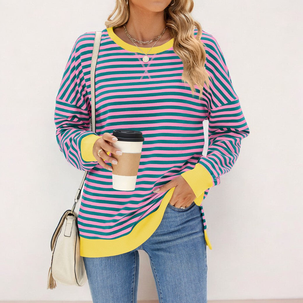 Trisha - Elegante jersey suelto de rayas de colores