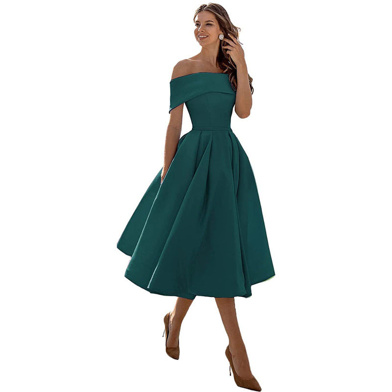 Gabriela - Moda Casual Vestido de fiesta de satén sin tirantes
