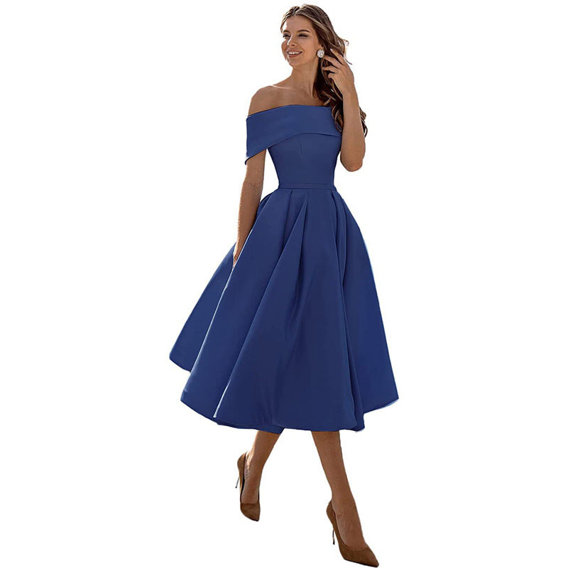Gabriela - Moda Casual Vestido de fiesta de satén sin tirantes
