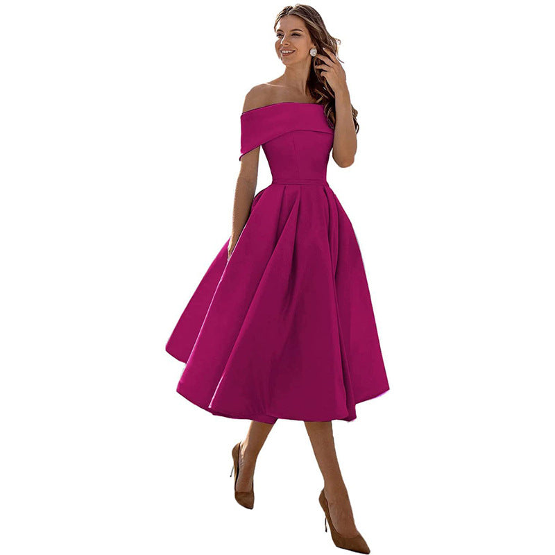Gabriela - Moda Casual Vestido de fiesta de satén sin tirantes