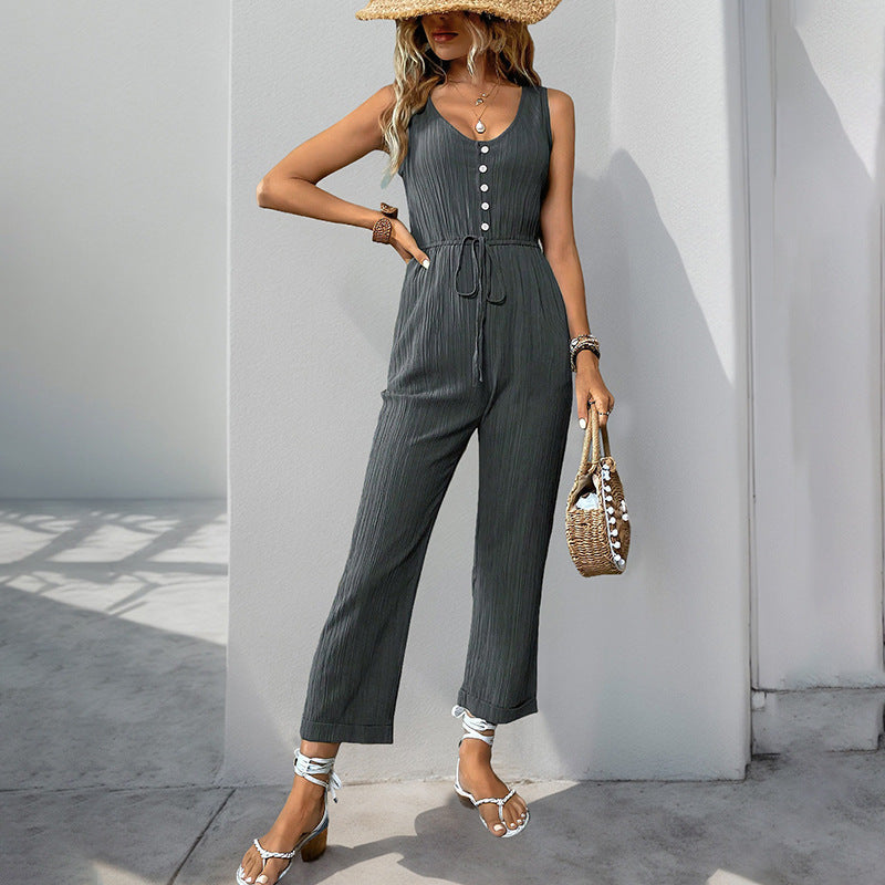 Nora - Mono abotonado sin mangas de estilo informal