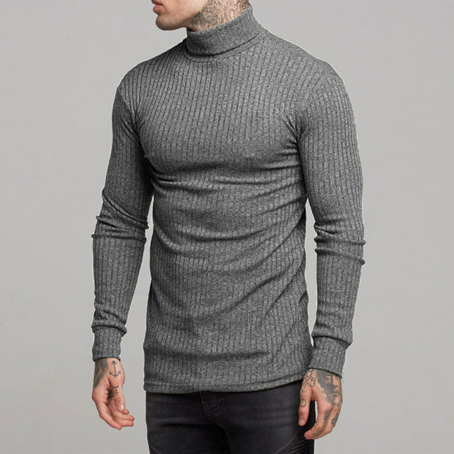 Derek - Jersey de cuello alto Slim Fit acanalado para hombre