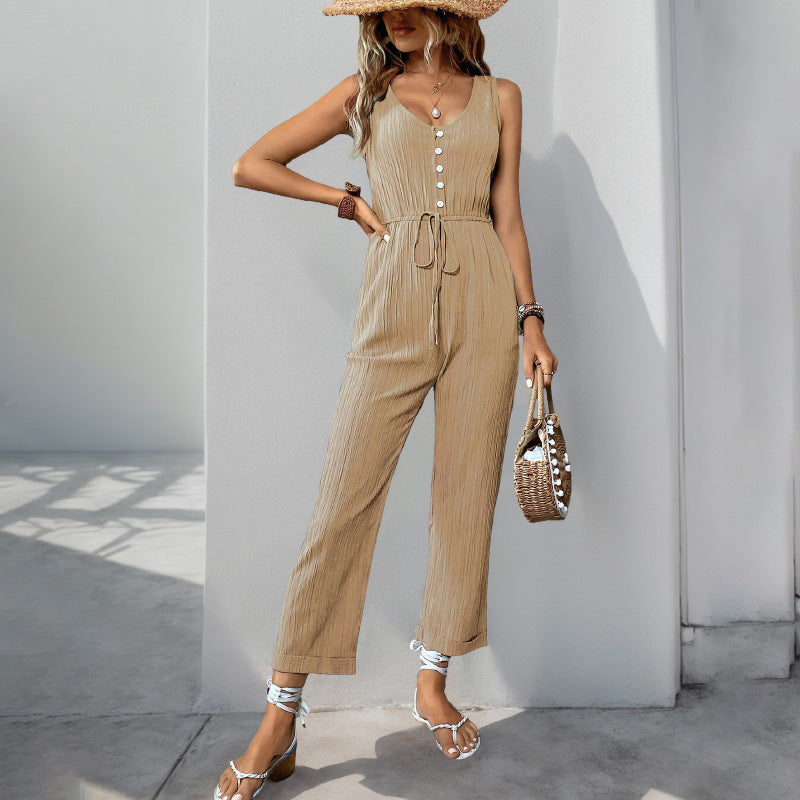 Nora - Mono abotonado sin mangas de estilo informal