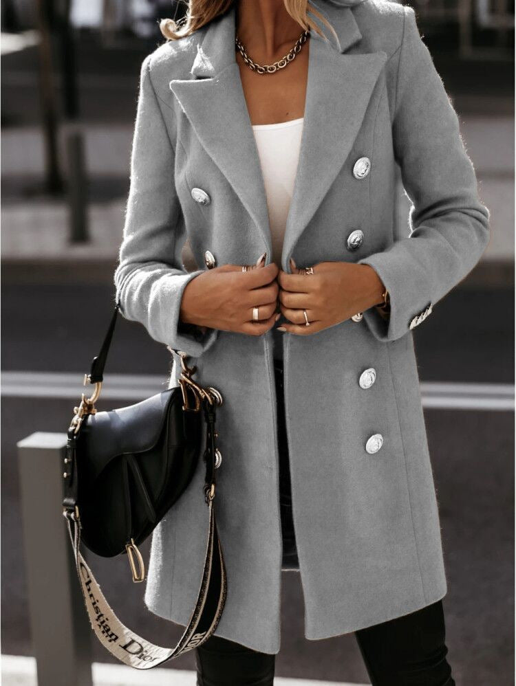 Naira - Elegante gabardina larga de doble botonadura