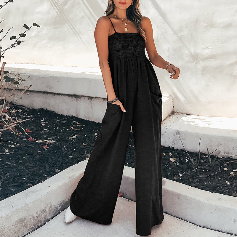 Mia - Mono informal suelto con tirantes y pierna ancha