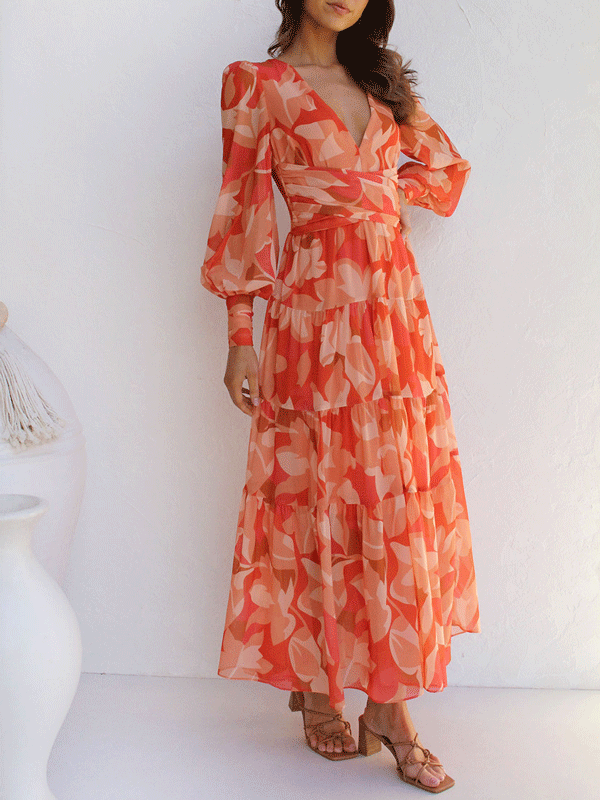 Sylvaine - Elegante maxivestido floral de manga larga