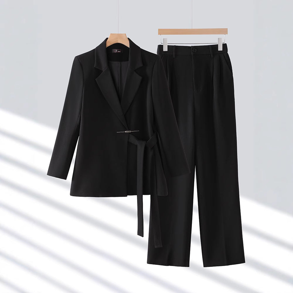 Adelie - Elegante conjunto de blazer y pantalón de pata ancha