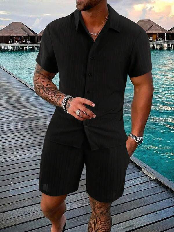 Franz - Polo con botones y shorts para hombre