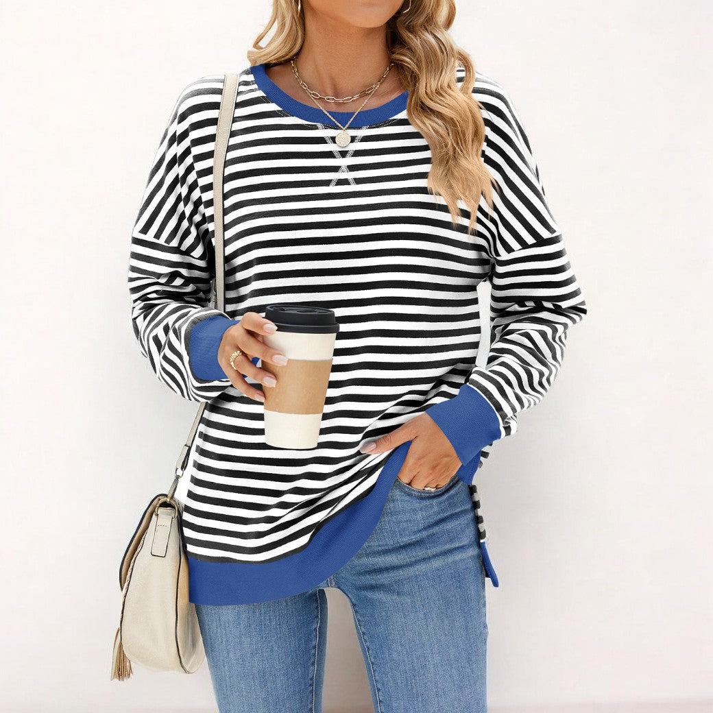 Trisha - Elegante jersey suelto de rayas de colores