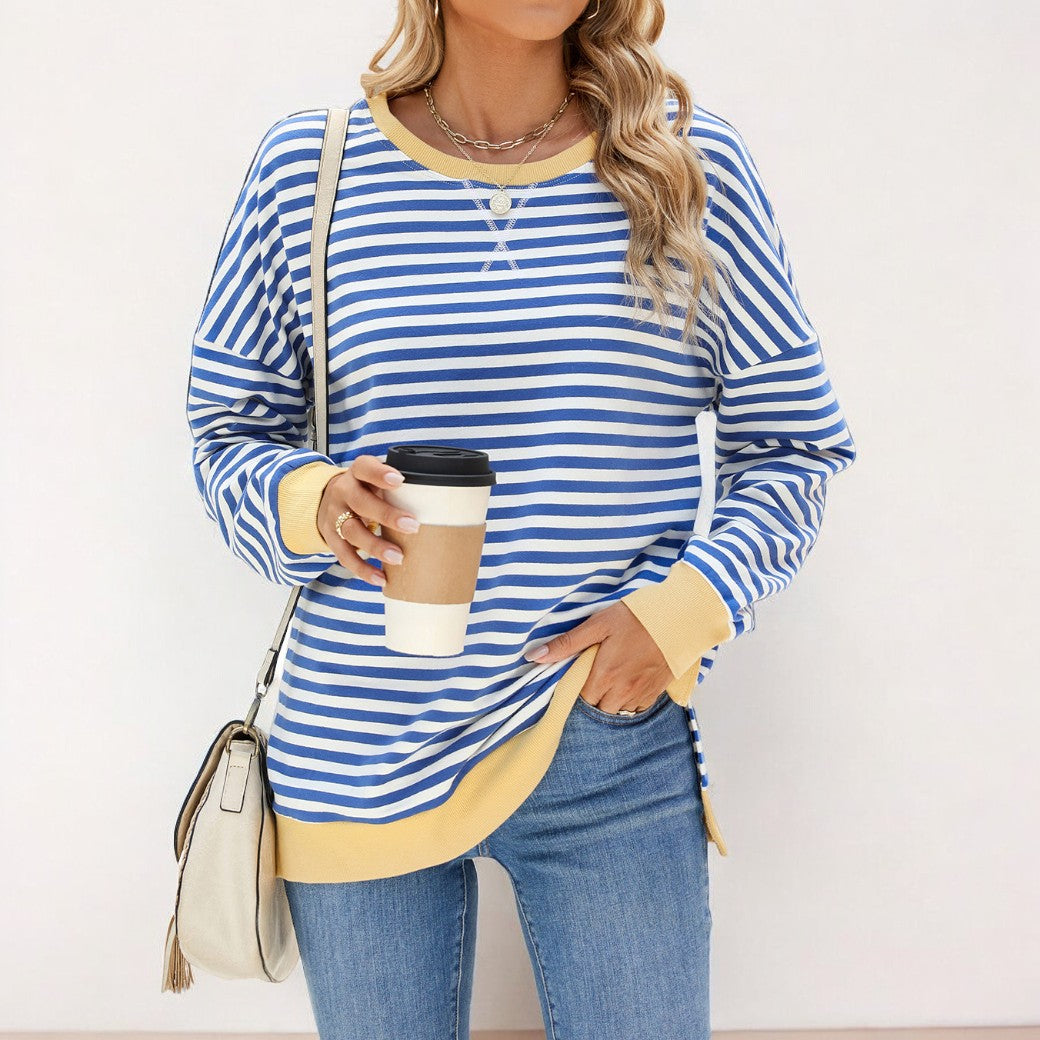 Trisha - Elegante jersey suelto de rayas de colores