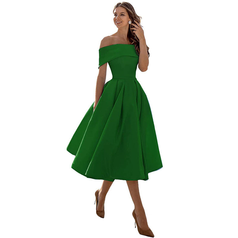 Gabriela - Moda Casual Vestido de fiesta de satén sin tirantes