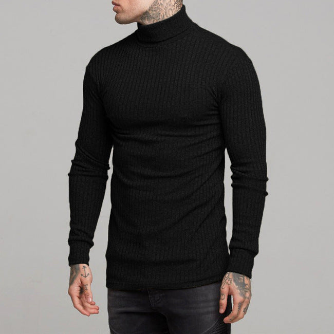 Derek - Jersey de cuello alto Slim Fit acanalado para hombre