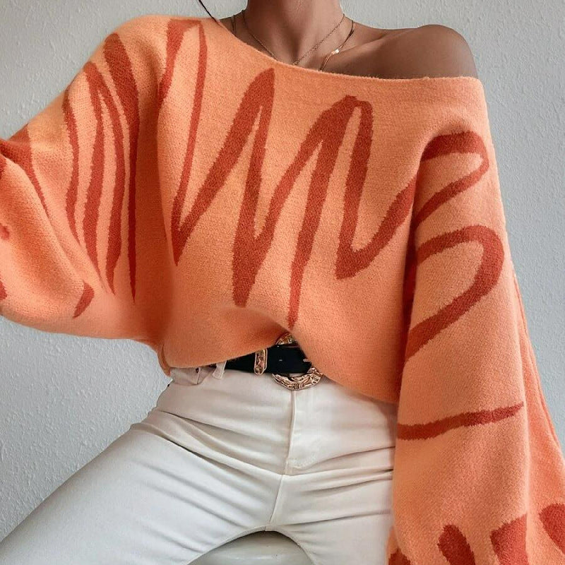 Lenie - Jersey oversize de punto con manga farol y estampado