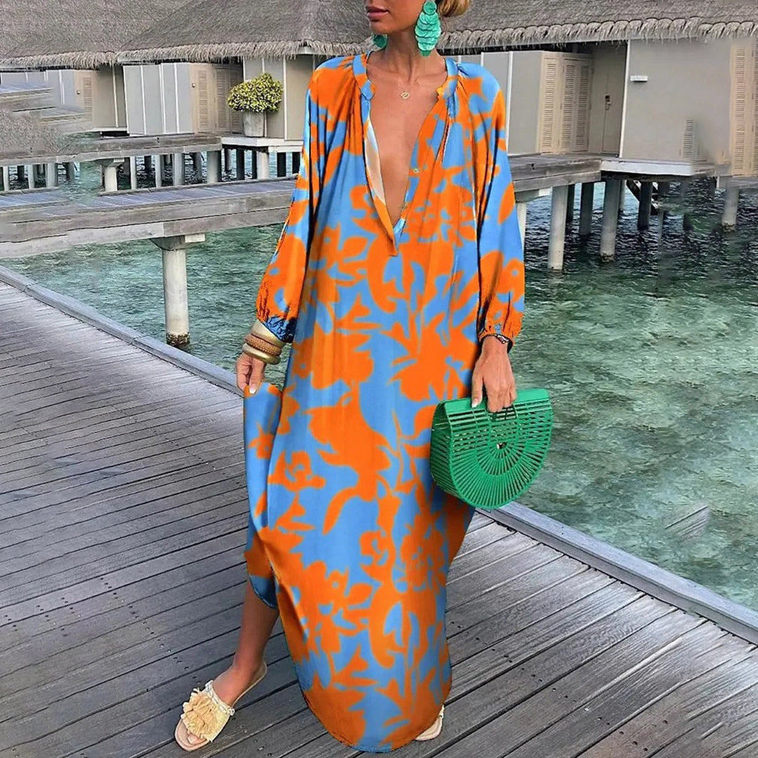 Xaira - Elegante vestido suelto de manga larga de colores