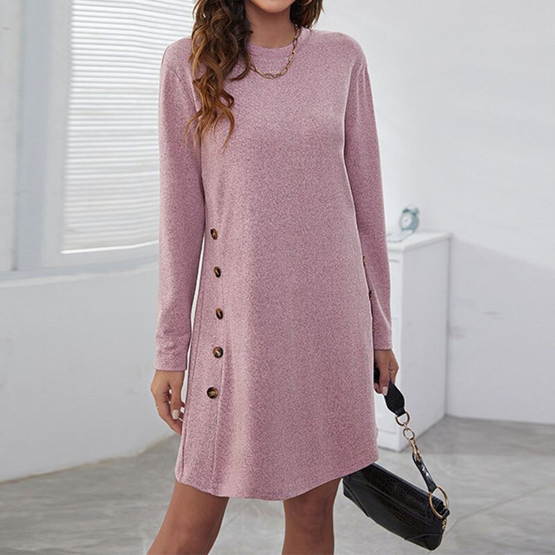 Chantal - Chic casual mini vestido de manga larga