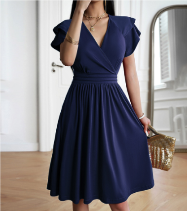 Tara - Elegante vestido suelto de manga corta con volante