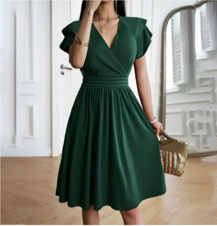 Tara - Elegante vestido suelto de manga corta con volante
