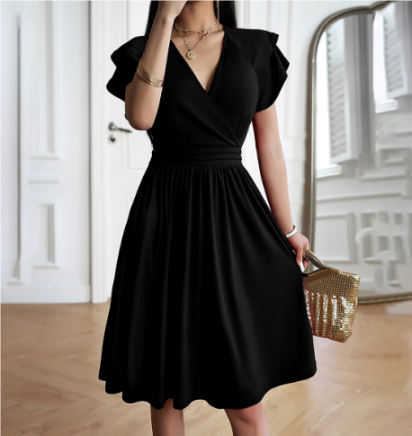 Tara - Elegante vestido suelto de manga corta con volante