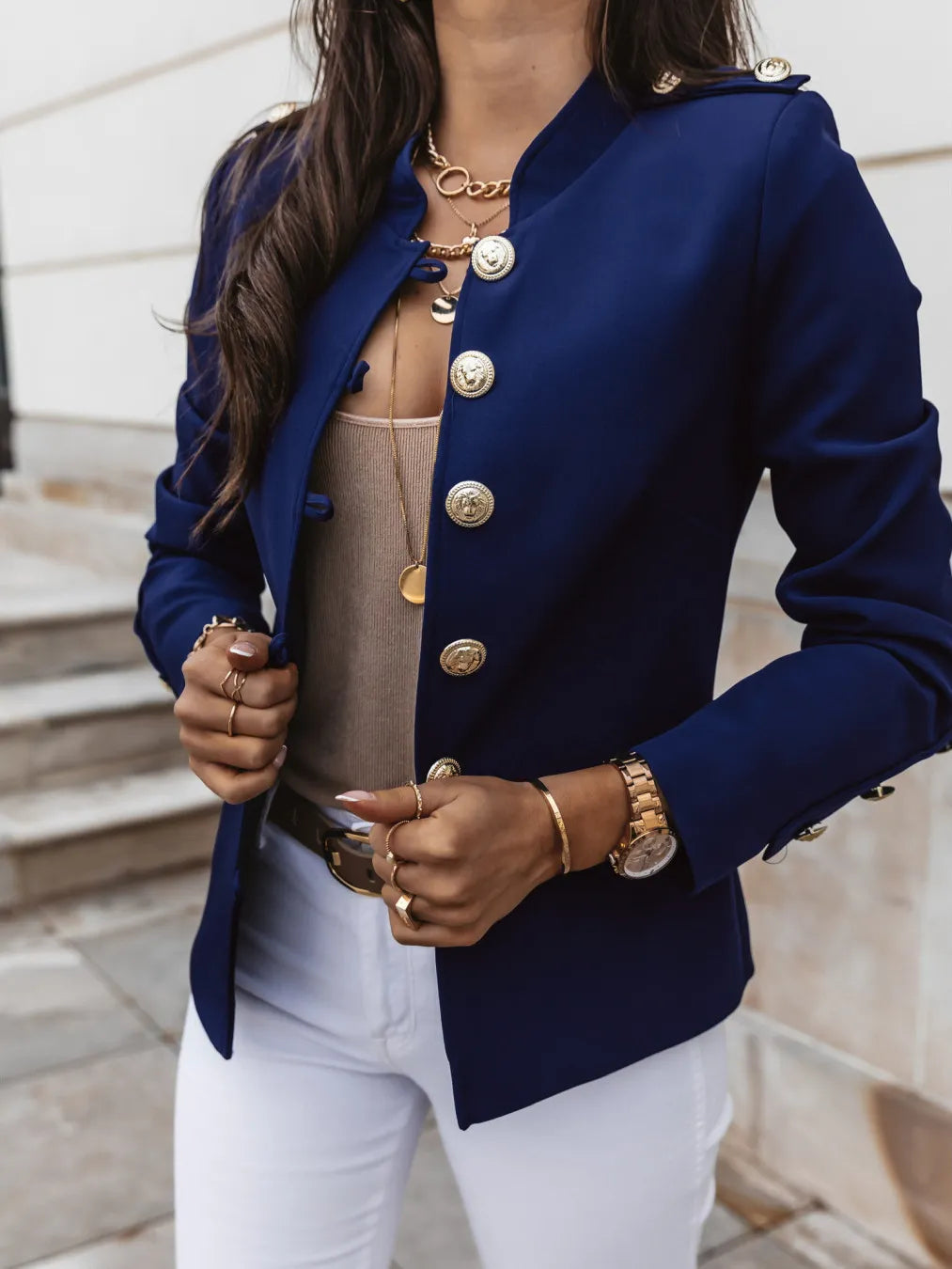 Ineska - Elegante chaqueta blazer con botones grandes