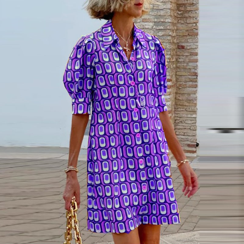 Quintelle - Minivestido de botones con estampado informal y elegante