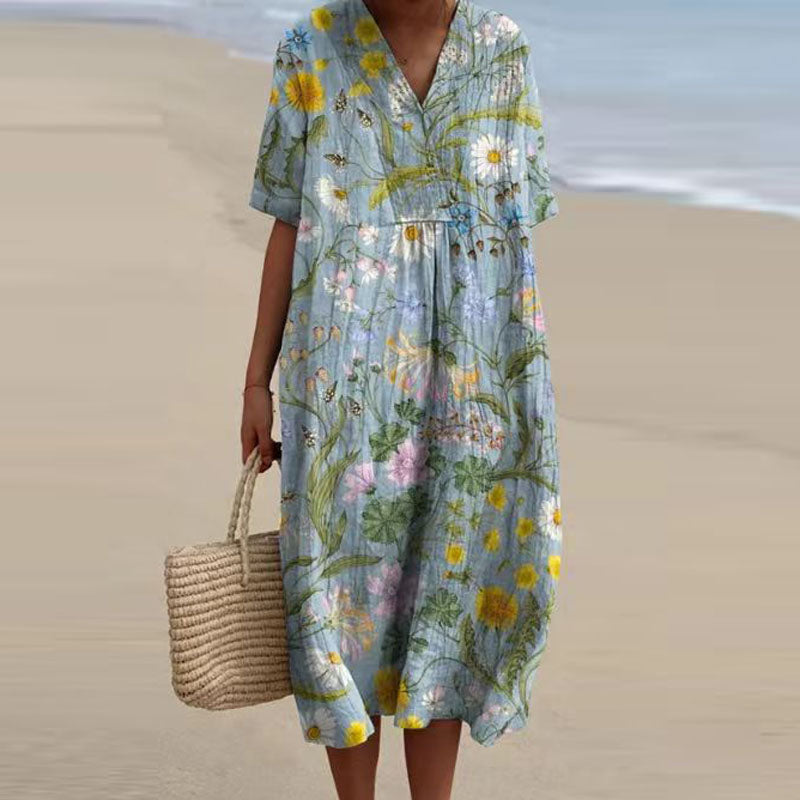 Catalina - Vestido Floral con Escote en V