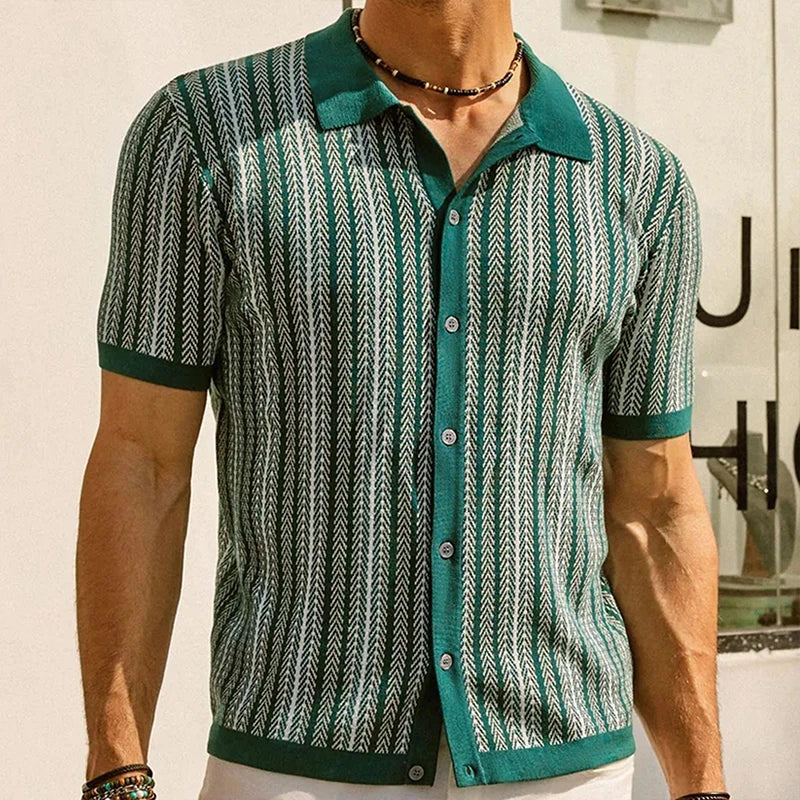 Luis - Elegante polo abotonado a rayas