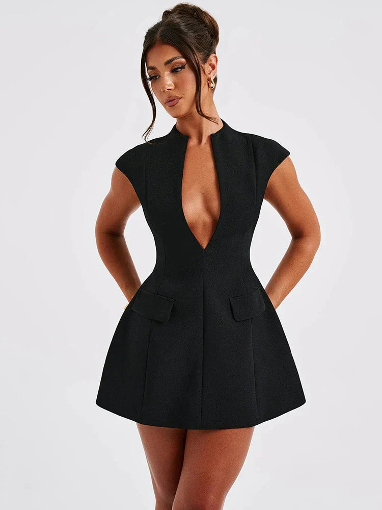 Anna - Mini vestido sin mangas negro sexy