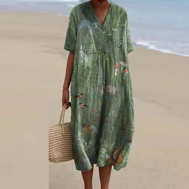 Catalina - Vestido Floral con Escote en V