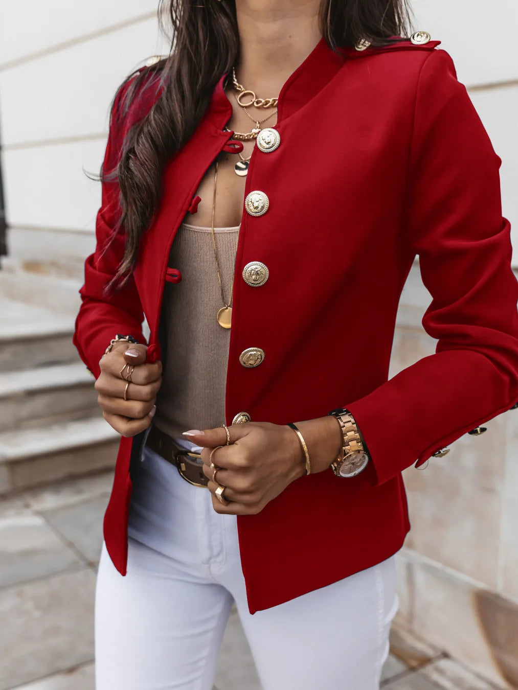 Ineska - Elegante chaqueta blazer con botones grandes