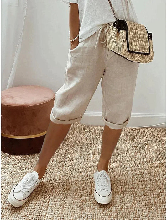 Trina - Pantalones casuales y cómodos hasta la rodilla