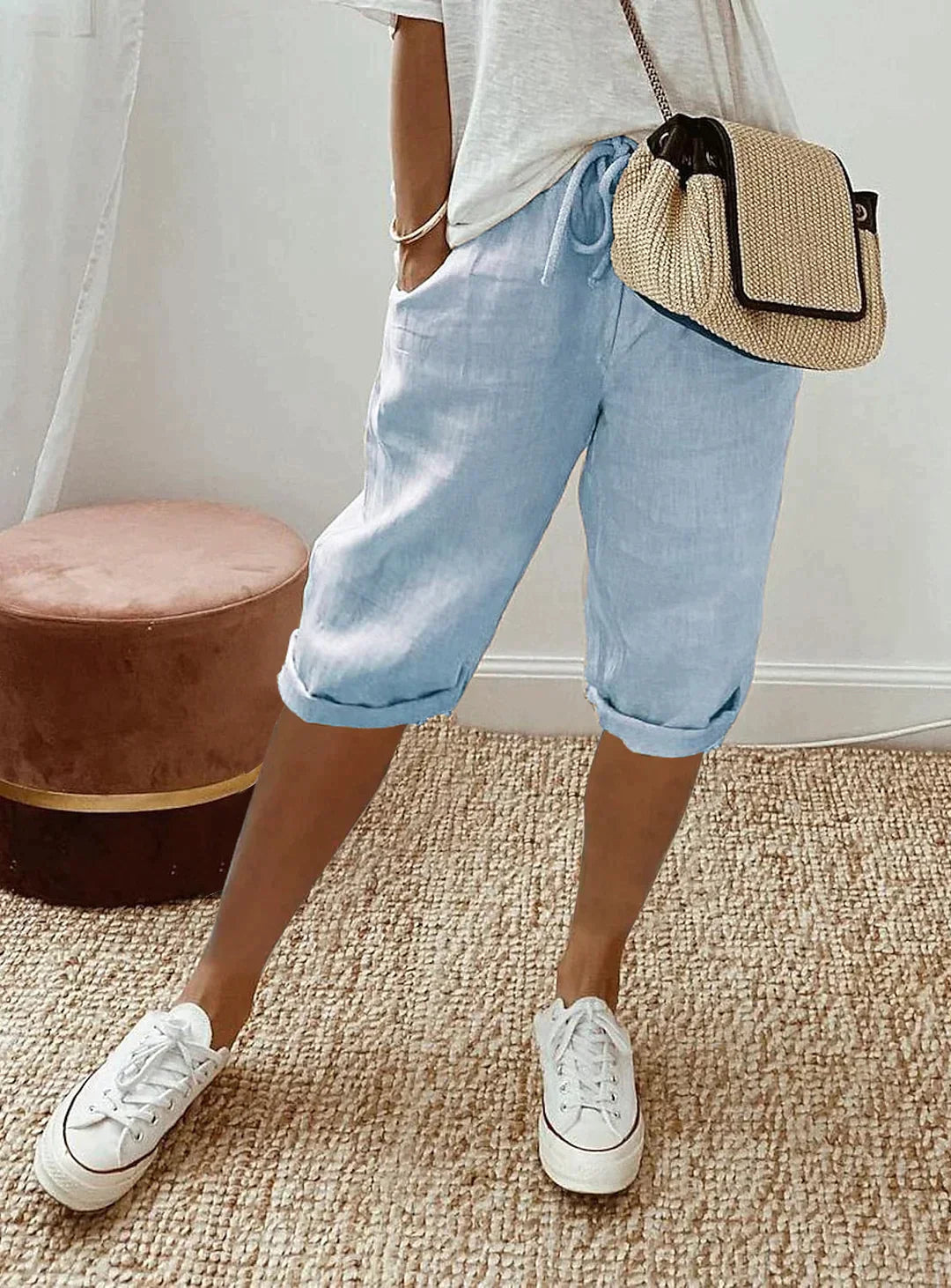 Trina - Pantalones casuales y cómodos hasta la rodilla