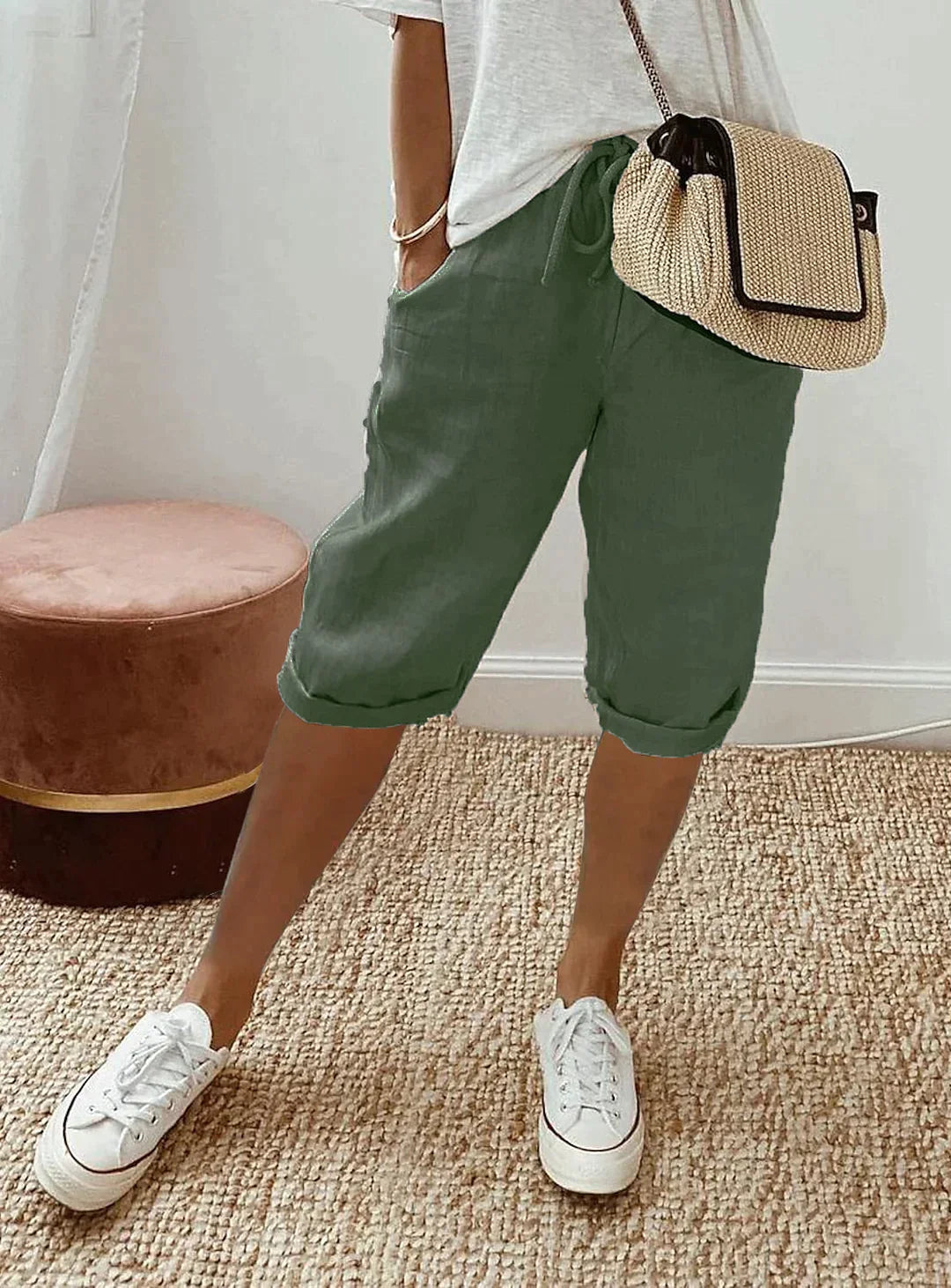 Trina - Pantalones casuales y cómodos hasta la rodilla