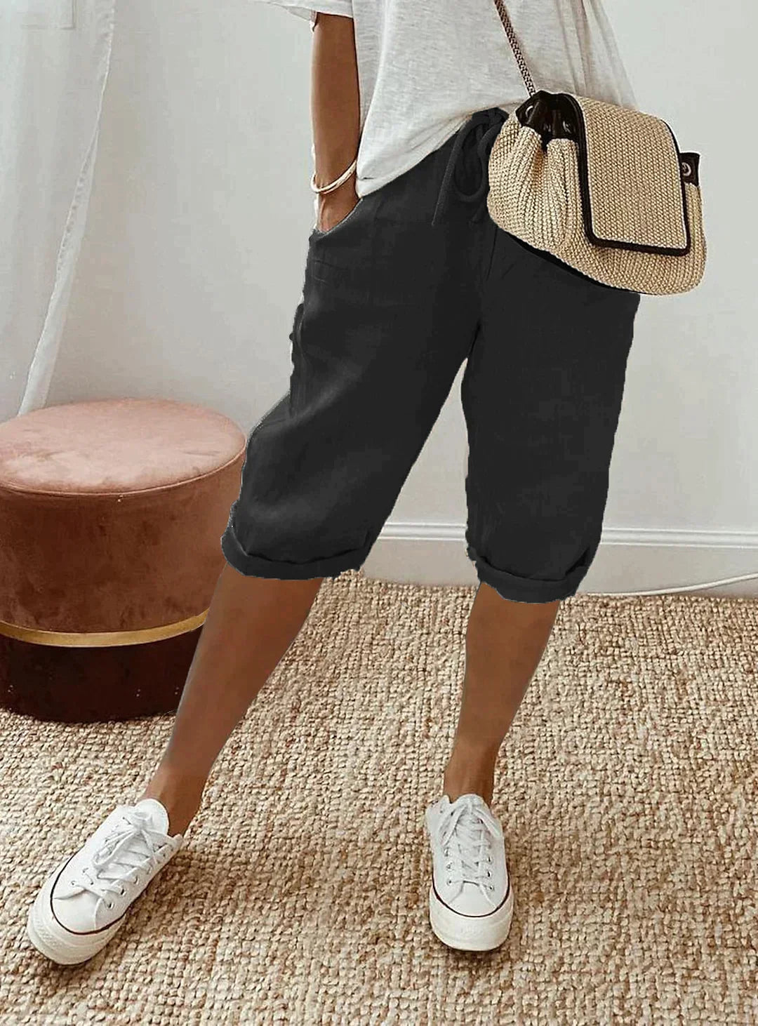 Trina - Pantalones casuales y cómodos hasta la rodilla