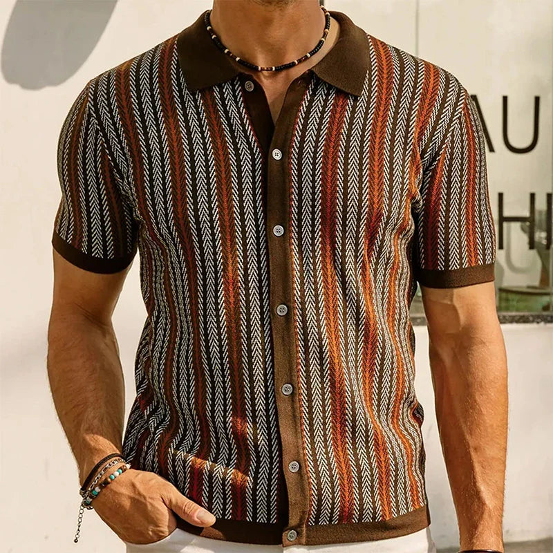 Luis - Elegante polo abotonado a rayas