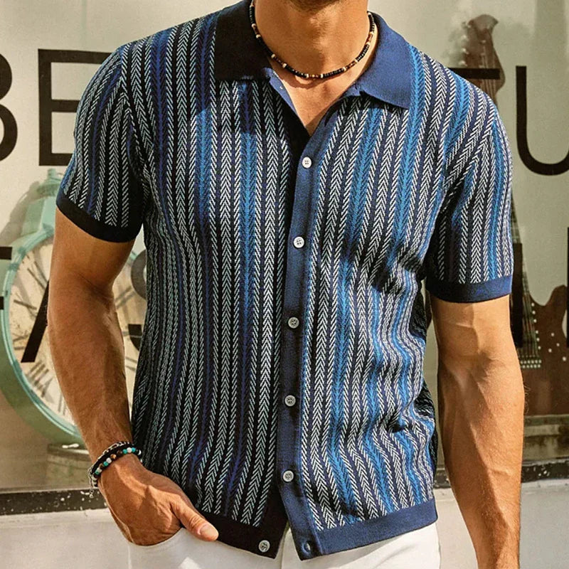 Luis - Elegante polo abotonado a rayas
