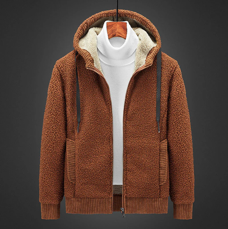 Deandre - Chaqueta polar con capucha y cremallera relajada para hombre
