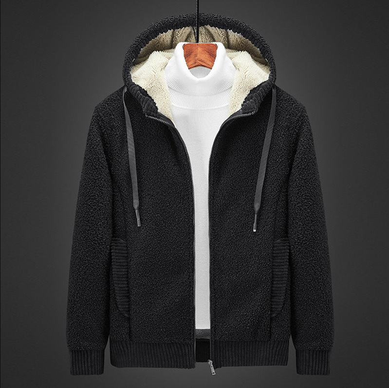 Deandre - Chaqueta polar con capucha y cremallera relajada para hombre