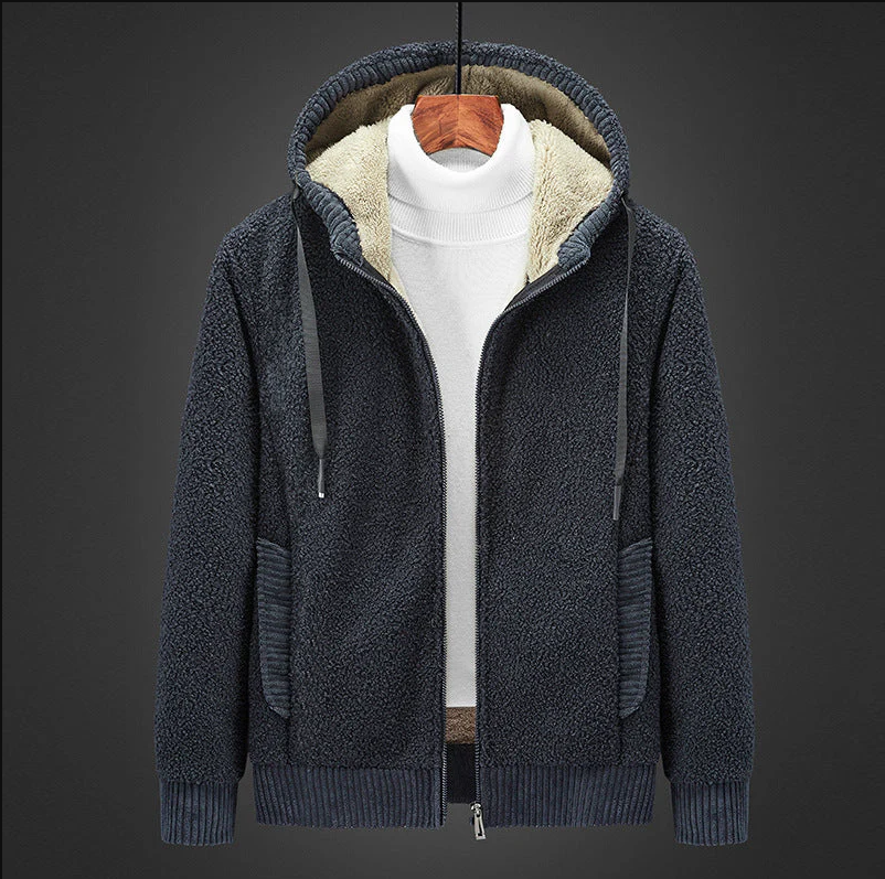 Deandre - Chaqueta polar con capucha y cremallera relajada para hombre