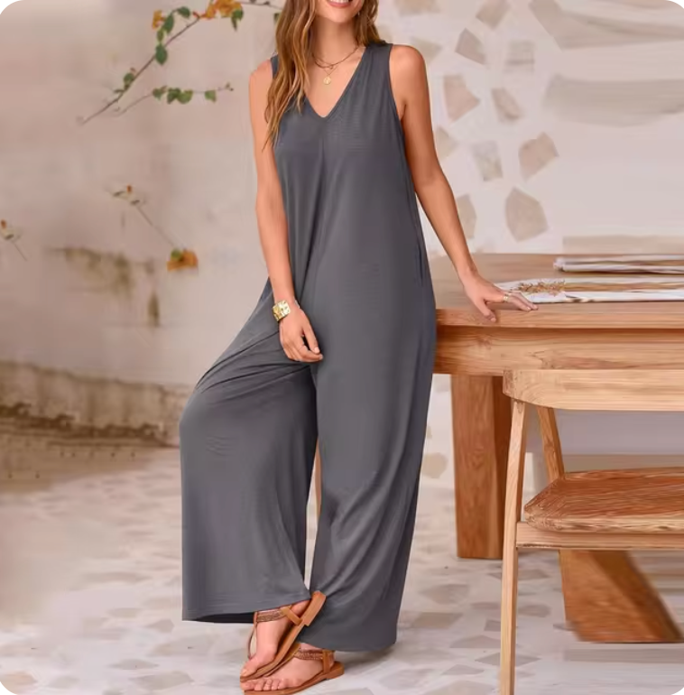 Quinella - Mono informal sin mangas y de pierna ancha