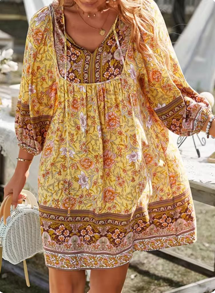 Sofina - Elegante vestido floral de media manga