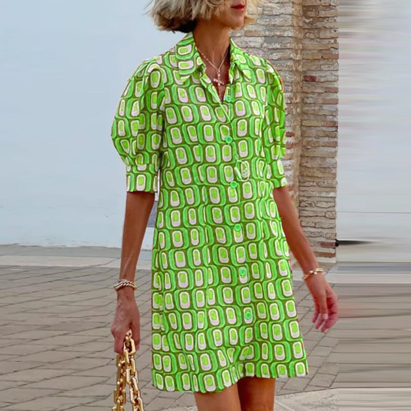 Quintelle - Minivestido de botones con estampado informal y elegante