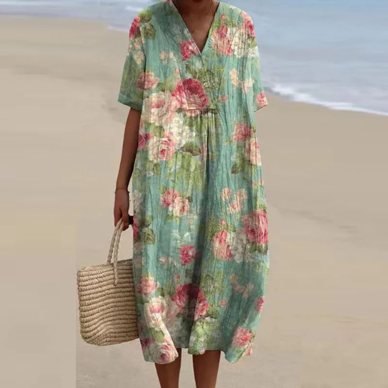 Catalina - Vestido Floral con Escote en V