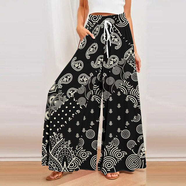 Marcella - Pantalones anchos con estampado de estilo holgado