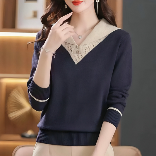 Zabella - Elegante y cómodo jersey con cuello de pico
