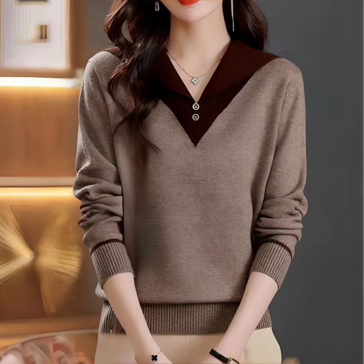Zabella - Elegante y cómodo jersey con cuello de pico