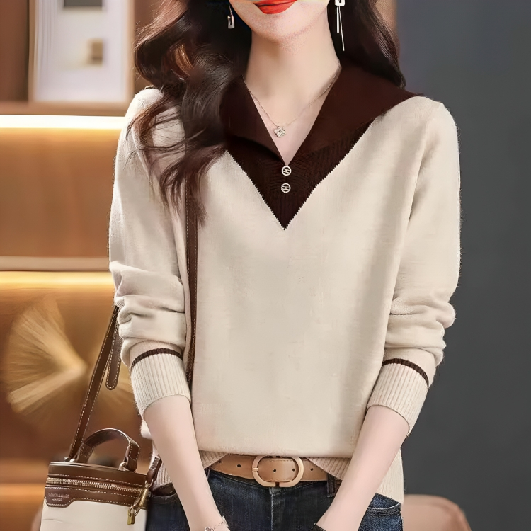 Zabella - Elegante y cómodo jersey con cuello de pico