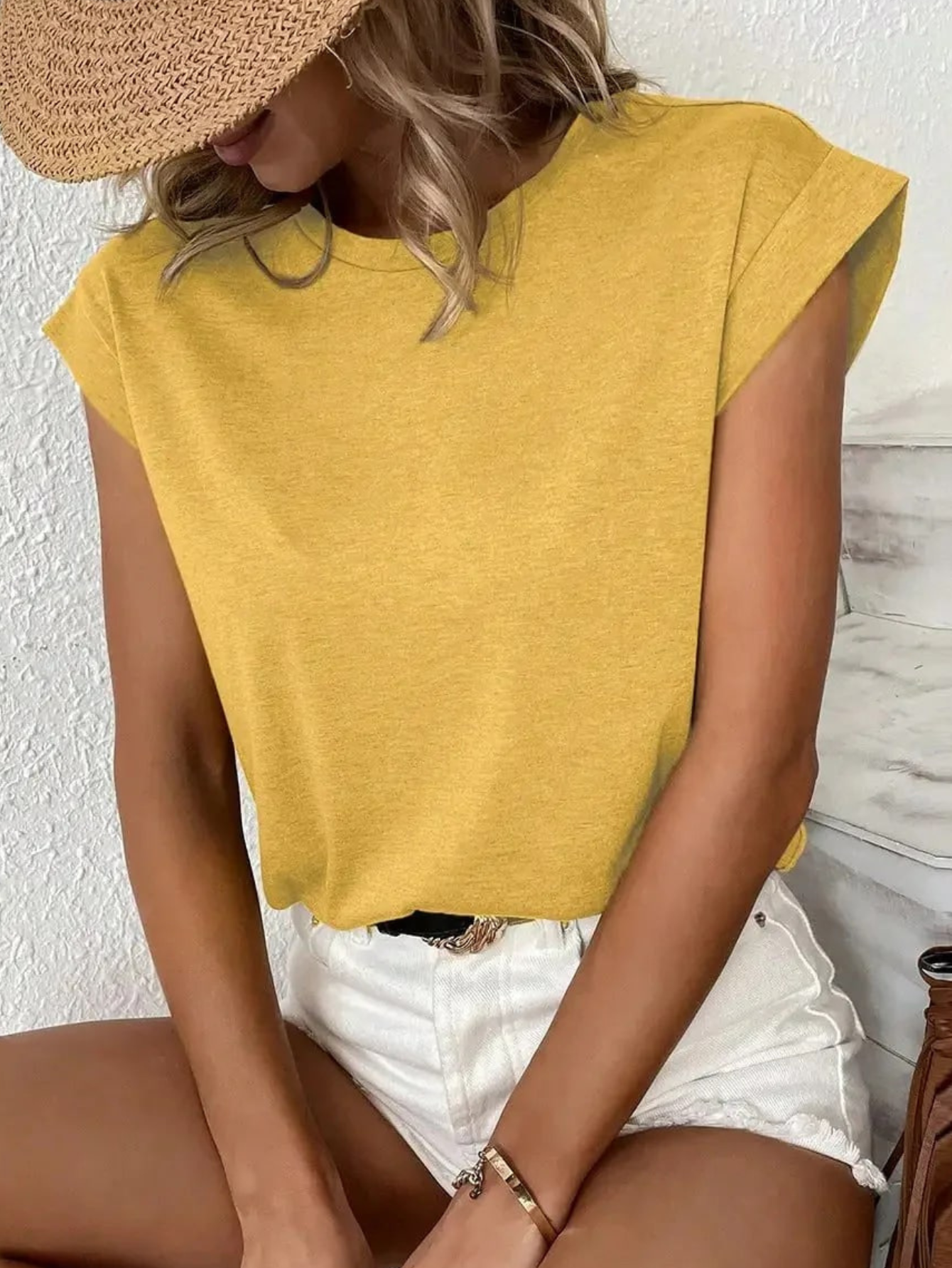 Aliah - Top chic de punto con cuello redondo