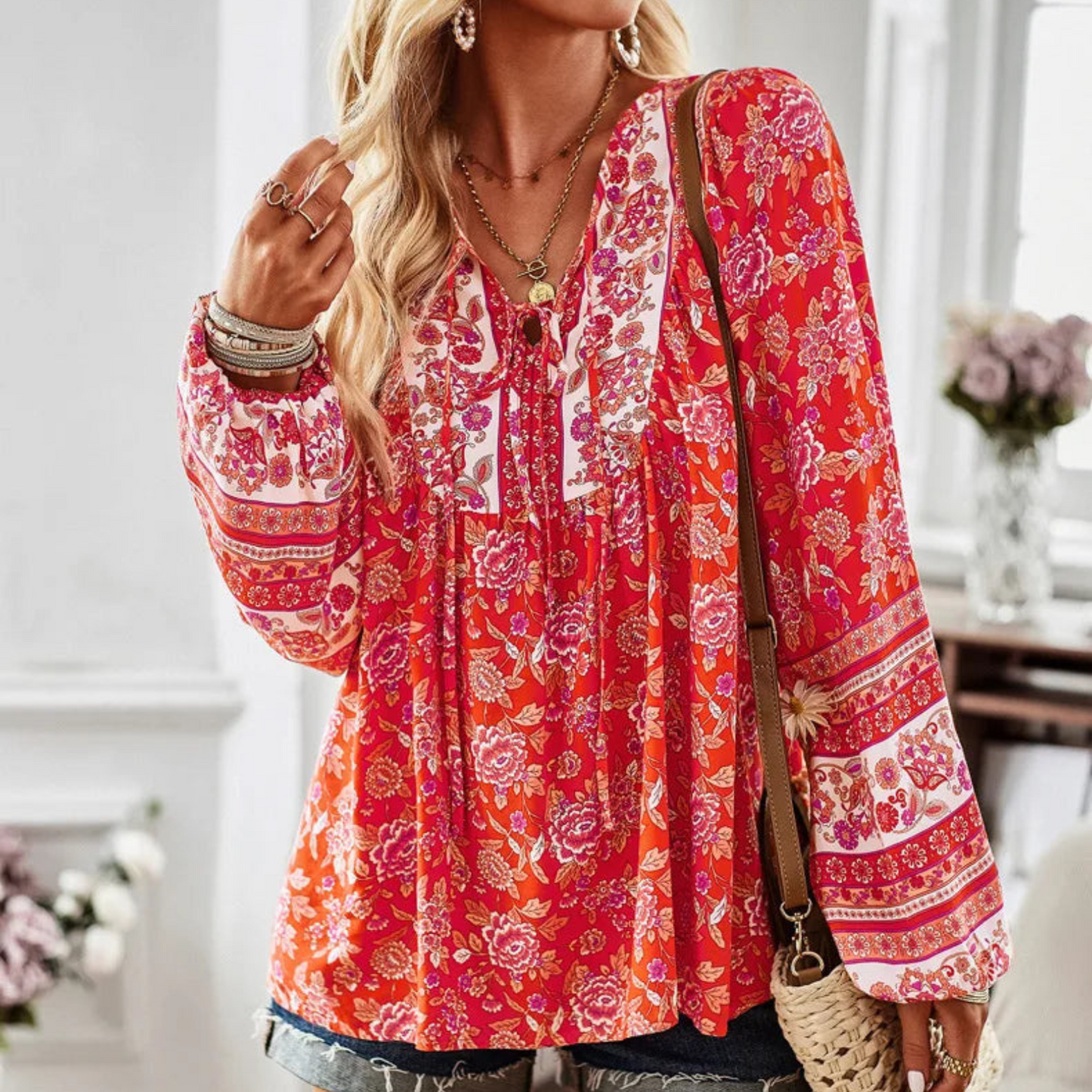 Rosabelle - Elegante blusa suelta floral