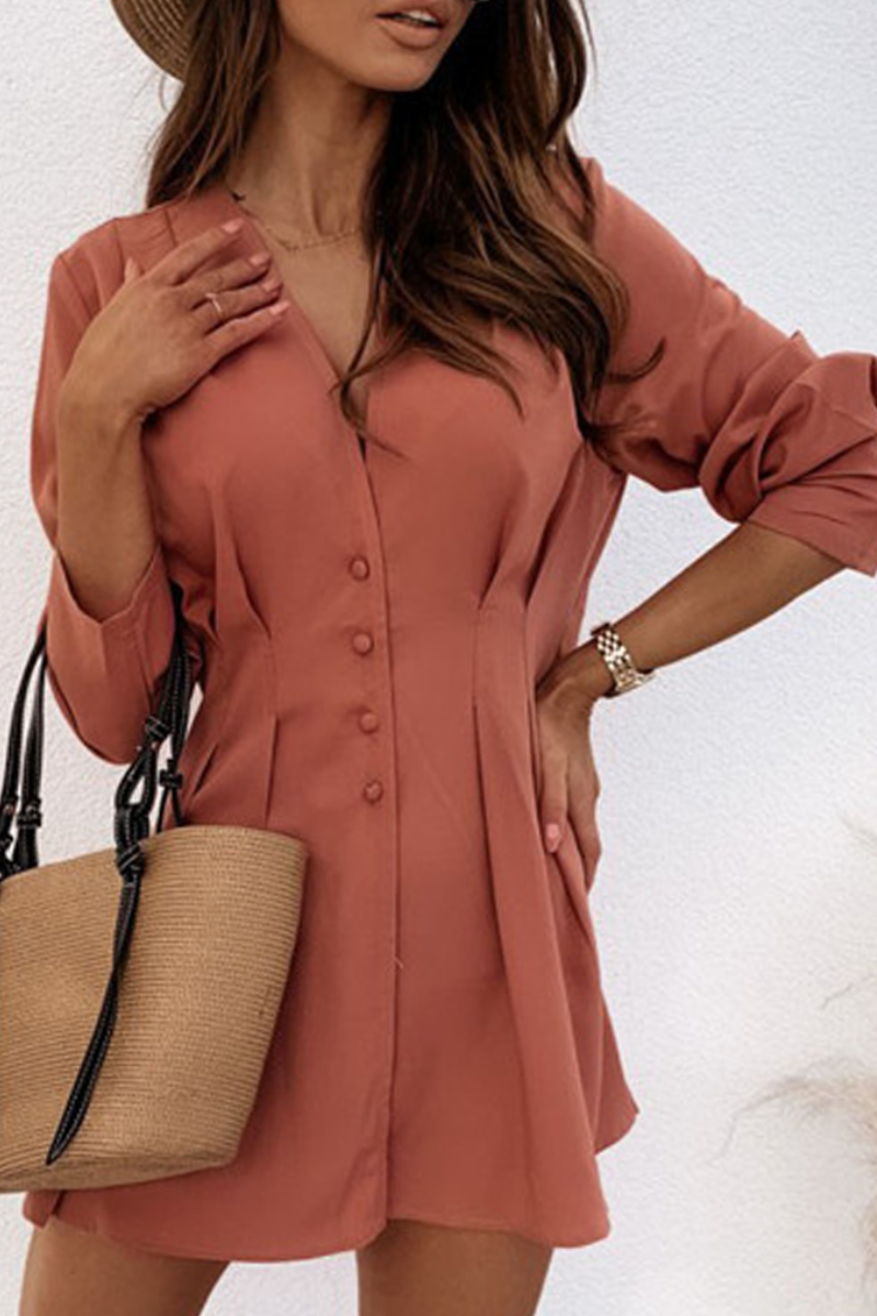 Nanna - Elegante mini vestido de manga larga y escote en pico